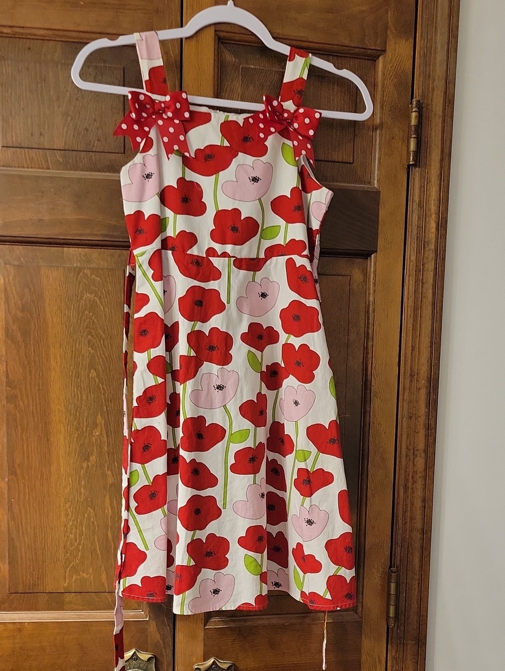 Jessica Ann Red and Pink Floral Sundress with Bow Straps